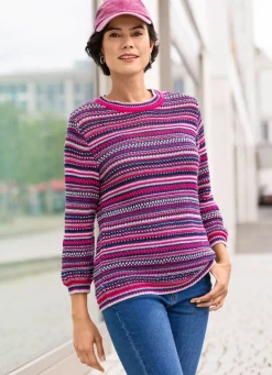 Pullover mit Mustermix im Ringeldessin