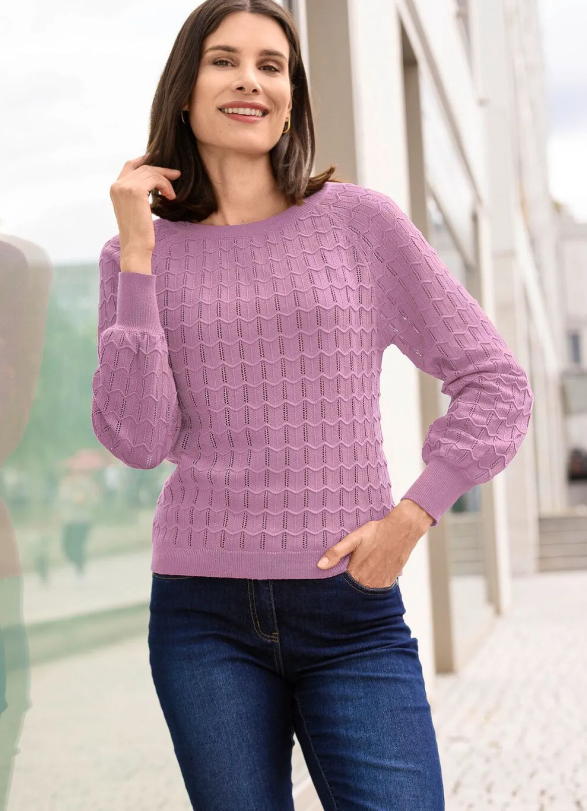 Pullover mit Raglanärmeln in leichter Ballonform
