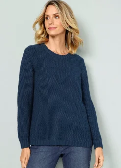 Pullover mit Schal in Grobstrick