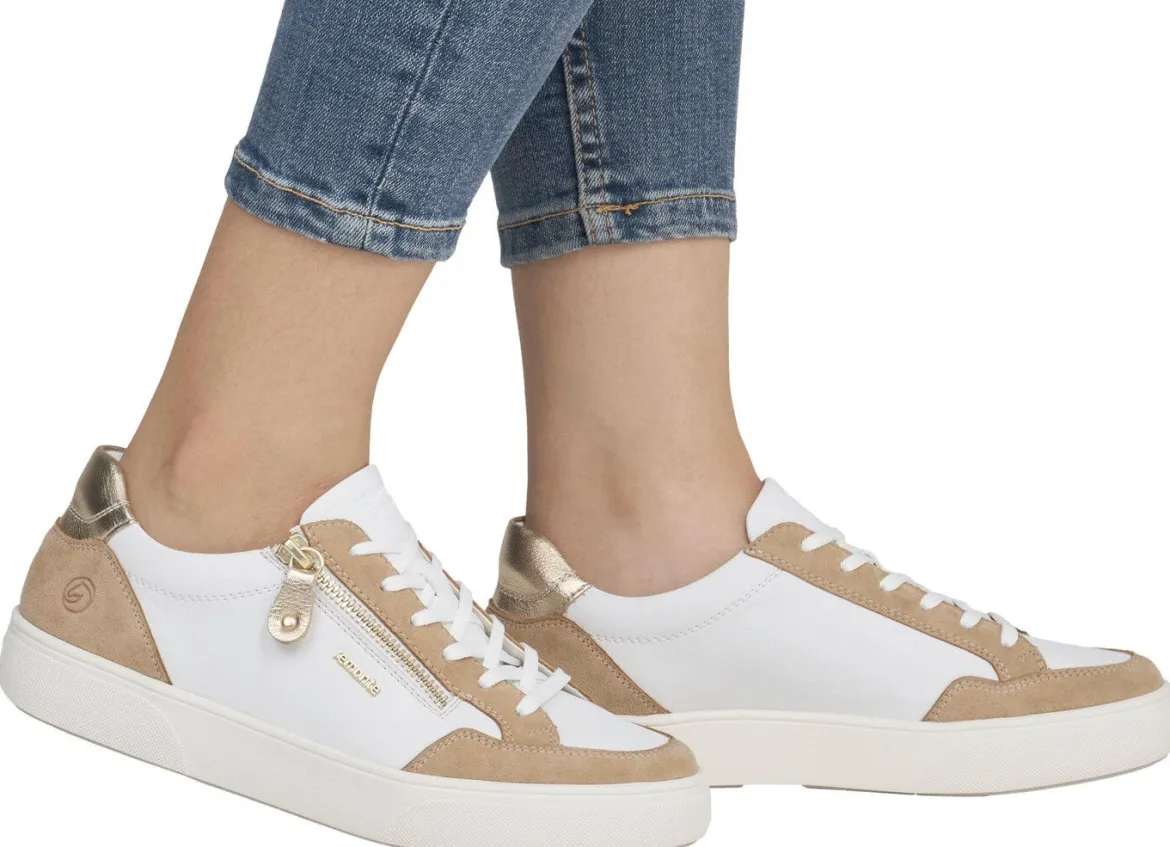 Remonte Sneaker aus Nappa- und Veloursleder mit Metallic-Besatz