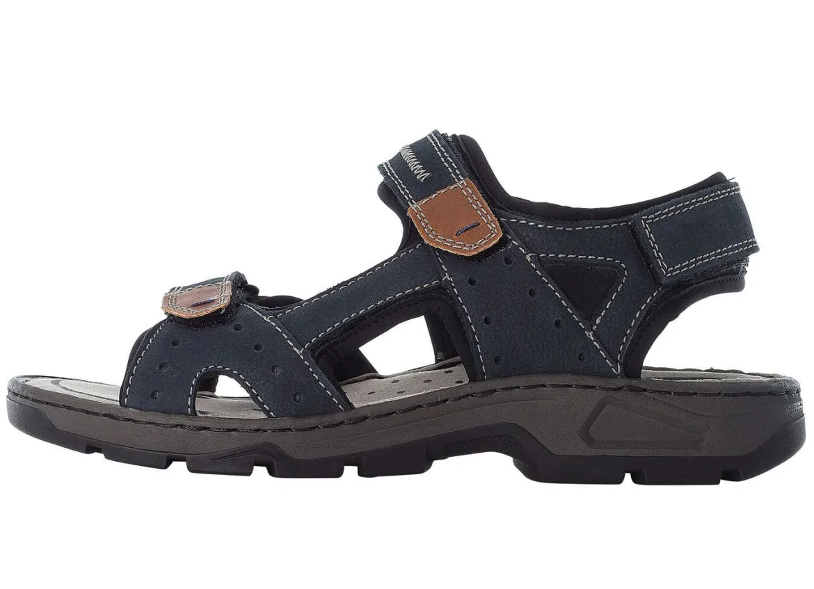 Rieker, klassische Herren-Trekkingsandalen, aus Leder