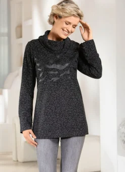 Rollkragenshirt mit Kontrastdruck