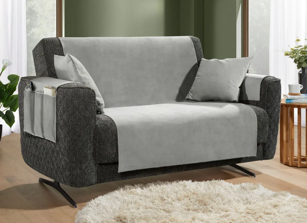 Samtweiche Sessel- und Sofaschoner mit Anti-Rutsch-Rückseite