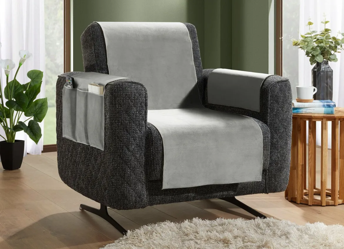 Samtweiche Sessel- und Sofaschoner mit Anti-Rutsch-Rückseite