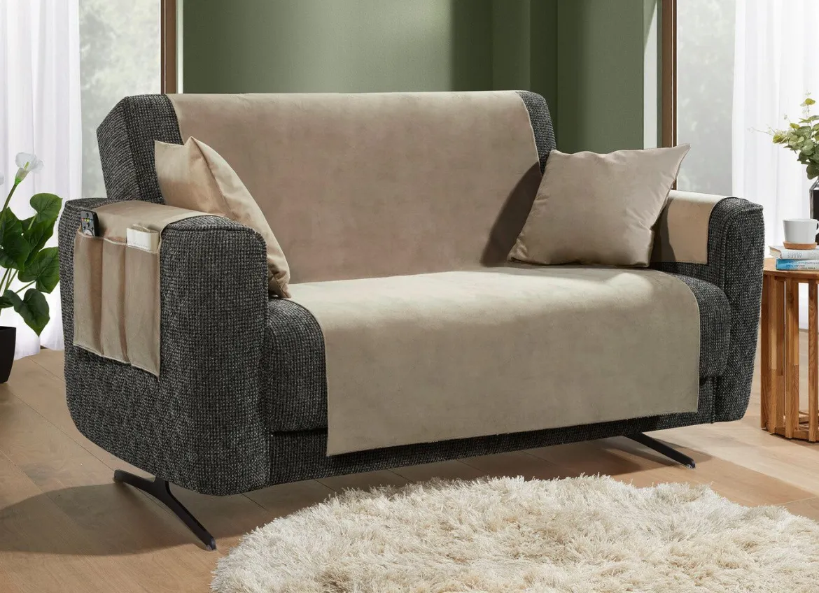 Samtweiche Sessel- und Sofaschoner mit Anti-Rutsch-Rückseite