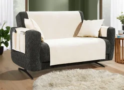 Samtweiche Sessel- und Sofaschoner mit Anti-Rutsch-Rückseite
