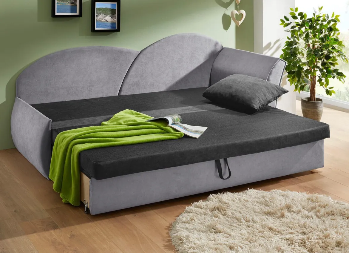 Schlafsofa mit Bettkasten und 1 Dekokissen
