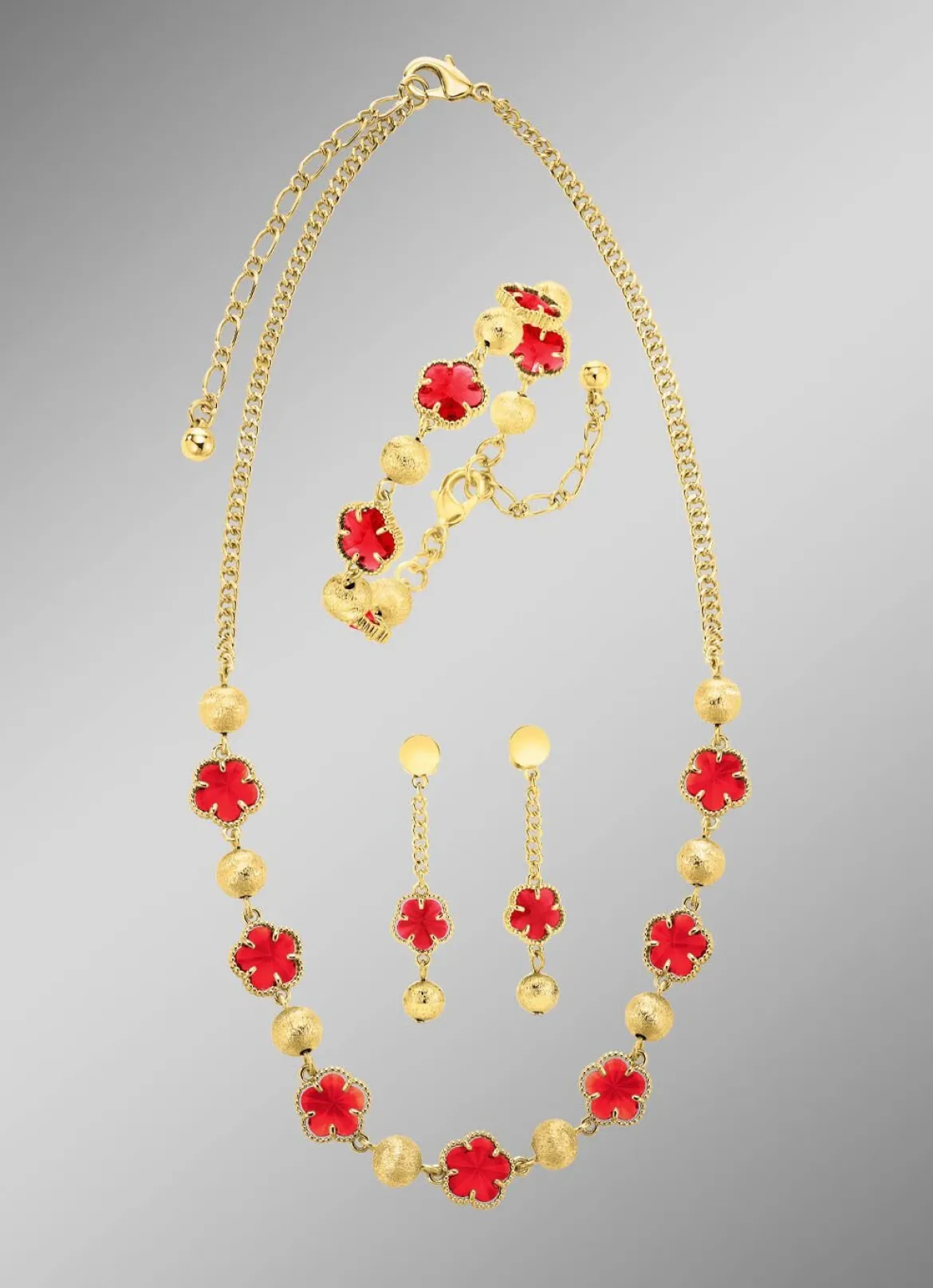 Schmuckset, 3-teilig, im Blumendesign