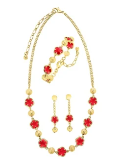 Schmuckset, 3-teilig, im Blumendesign