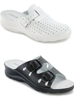 Set: Pantolette in Schwarz und Clog in Weiß