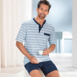 Set: Schlafanzug + Shorty mit Knopfleiste