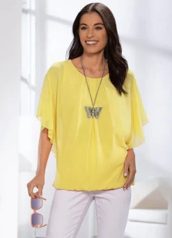 Shirt mit Chiffon-Überwurf in 2 Farben