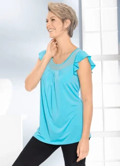 Shirt mit Chiffon-Einsatz in 2 Farben