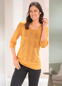 Shirt mit kontrastfarbenen Zierplättchen in 2 Farben