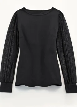 Shirt mit langen, plissierten Chiffonärmeln