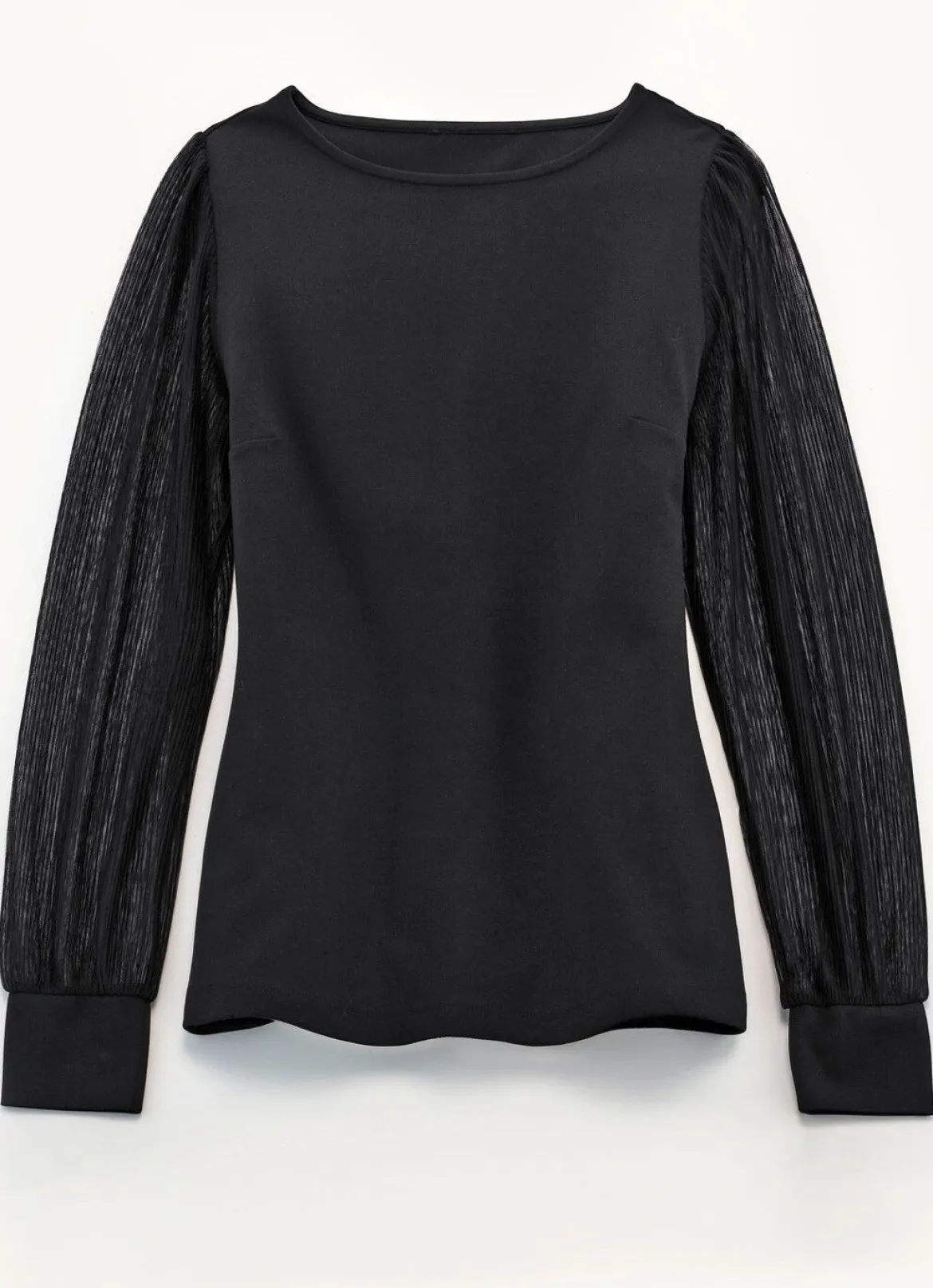 Shirt mit langen, plissierten Chiffonärmeln
