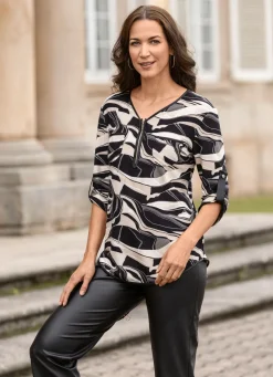 Shirt-Tunika mit Lederimitat-Besatz
