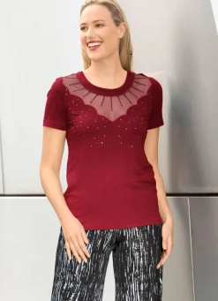 Shirt-Tunika mit Netz-Einsatz