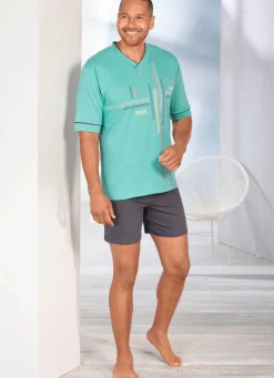 Shorty mit platziertem Druck und V-Ausschnitt