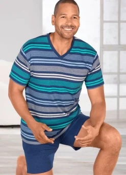 Shorty mit V-Ausschnitt und garngefärbtem Ringel