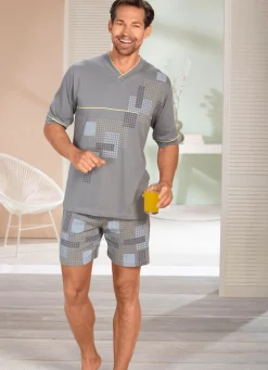 Shorty mit V-Ausschnitt und Druckmotiv