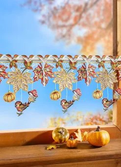 Stangendeko Herbstblätter aus echter Plauener Spitze