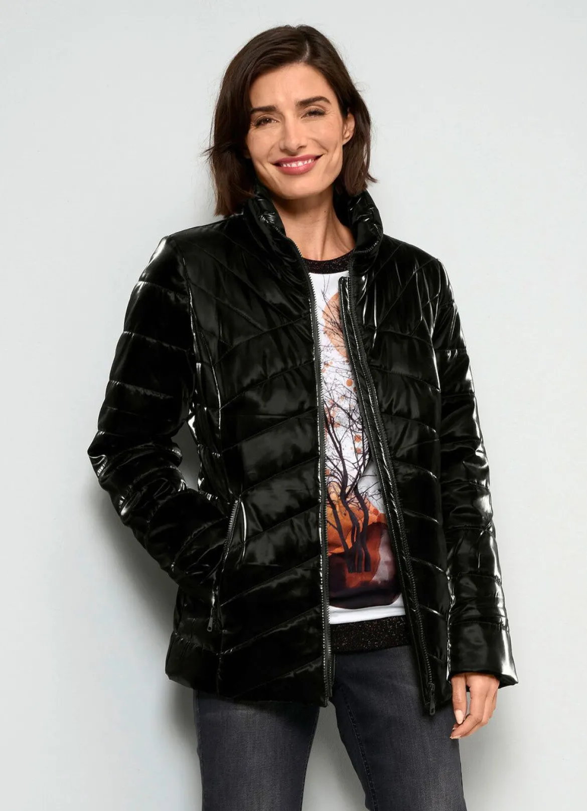 Steppjacke in Metallic-Optik