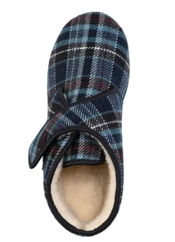 Stiefelette aus kariertem Textilmaterial