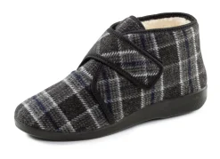 Stiefelette aus kariertem Textilmaterial