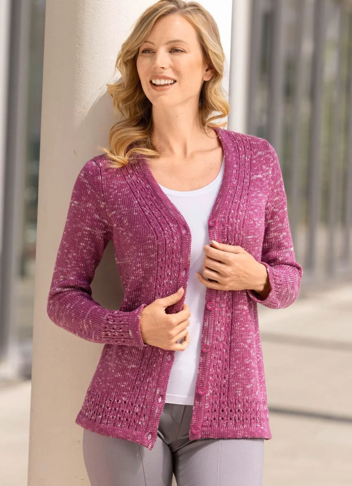 Strickjacke aus Melangegarn