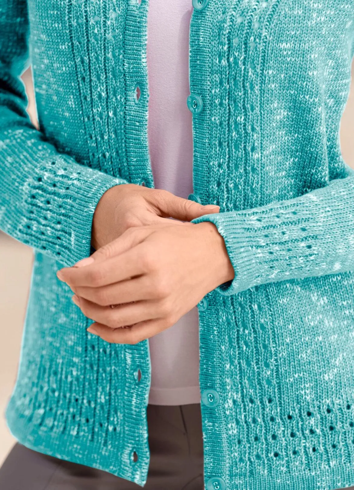 Strickjacke aus Melangegarn