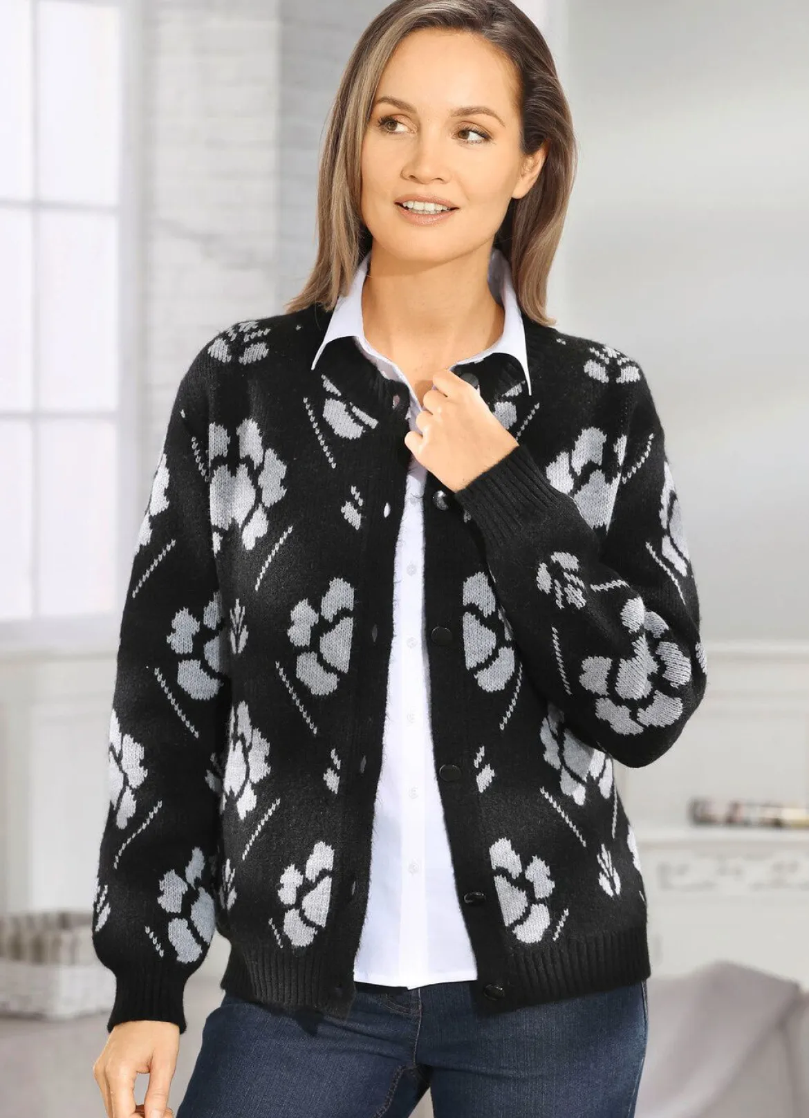 Strickjacke in Jacquard-Dessin