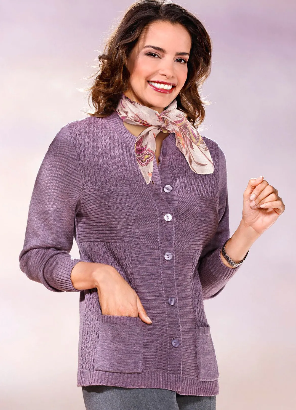 Strickjacke mit Strukturmix
