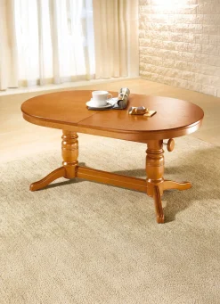 Teilmassiver Couchtisch mit gedrechseltem Tischgestell