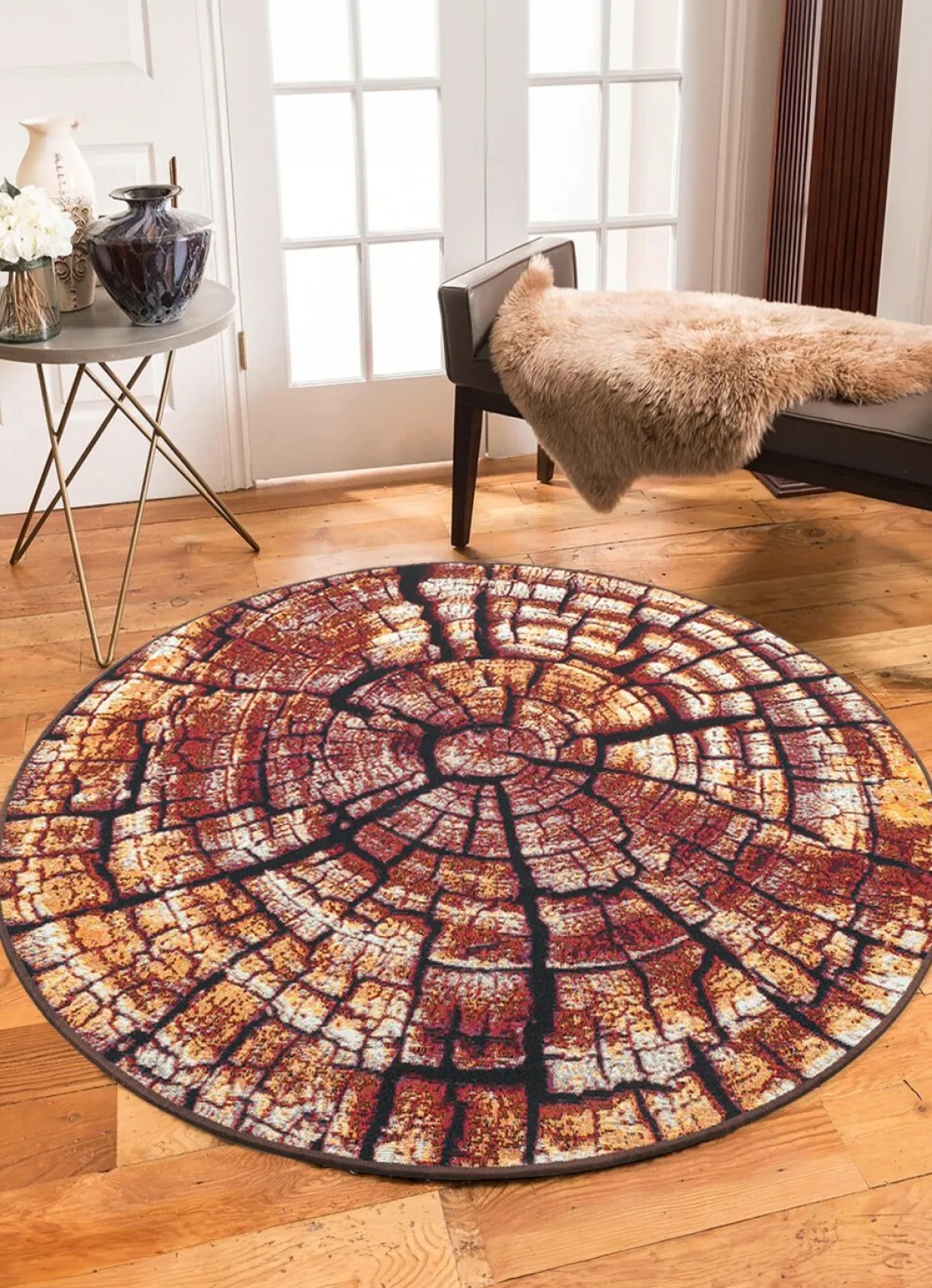 Teppich im naturnahen Baumstamm-Design