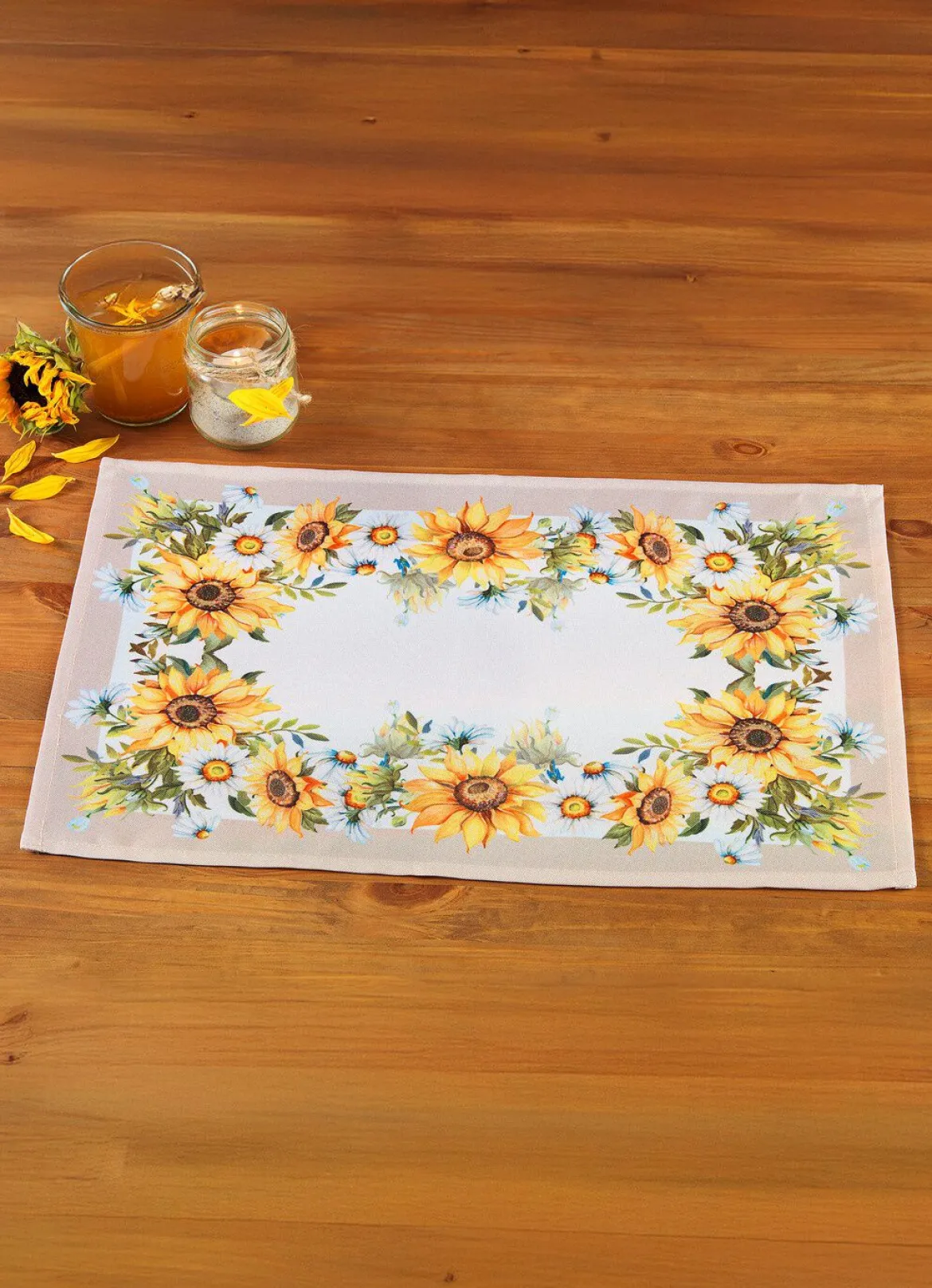 Tisch- und Raumdekoration mit Sonnenblumen-Motiv