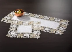 Tischdecke mit Einfassungen in Spitzen-Optik