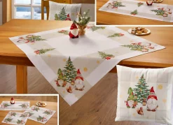 Tischdecke mit weihnachtlichem Wichteldessin