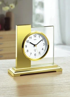 Tischuhr mit gebürstetem Metallgehäuse