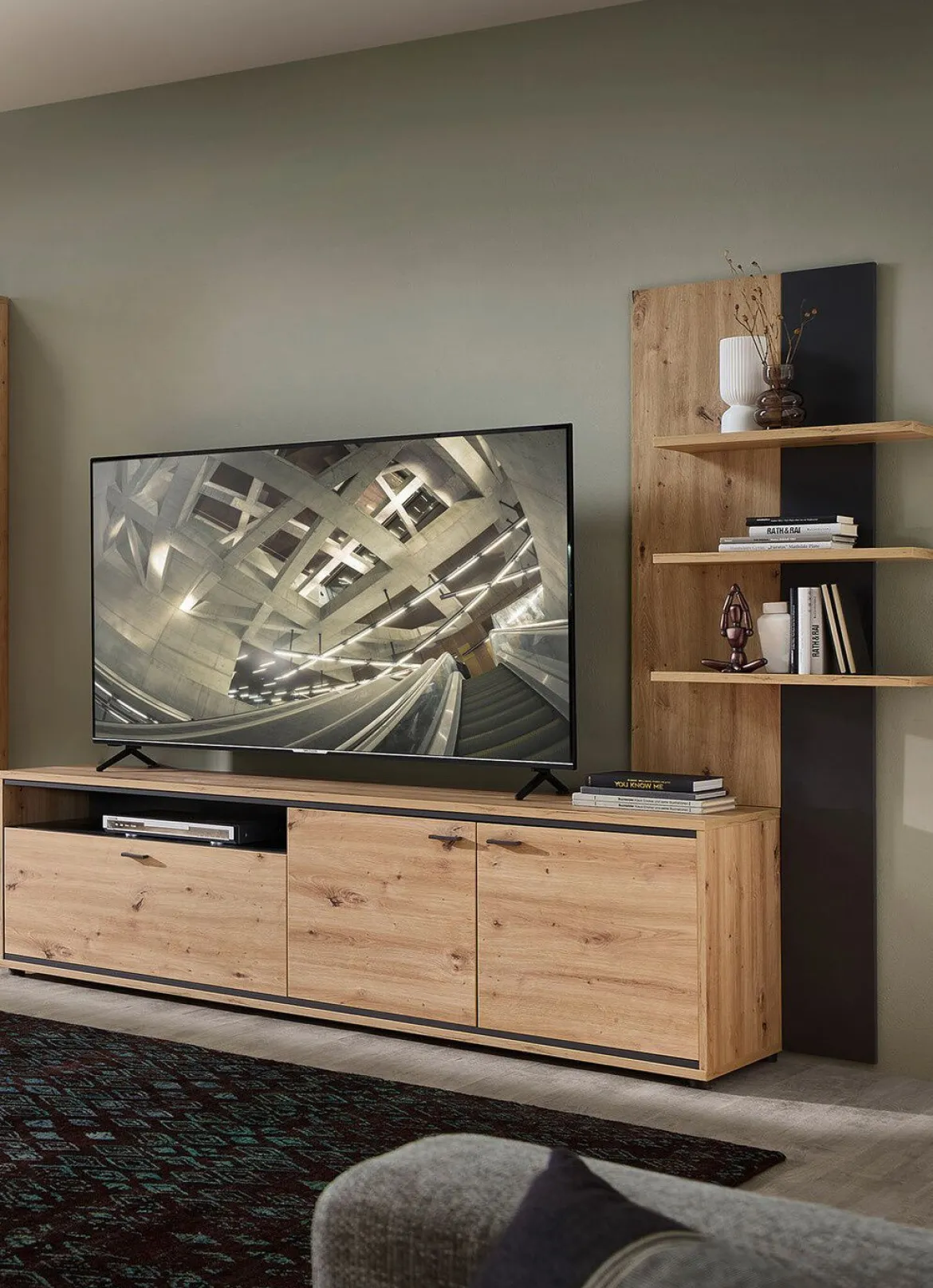 TV-Longboard mit Wandpaneel