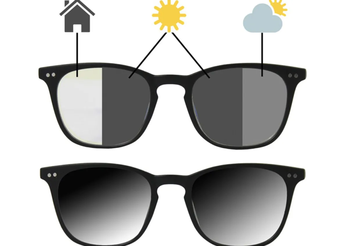 Vergrößerungsbrille 2-in-1, mit selbsttönenden Gläsern