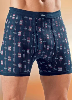 Viererpack Unterhosen mit paspeliertem Eingriff, allover dessiniert