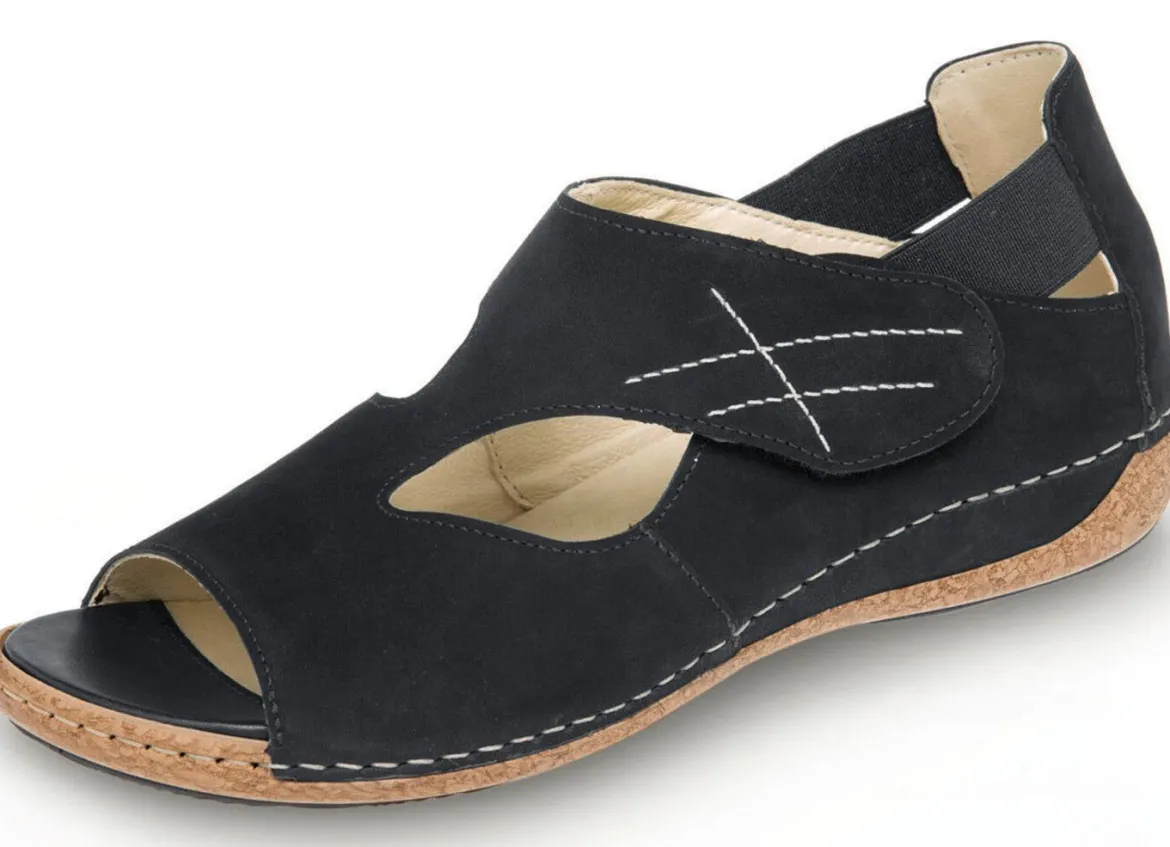 Waldläufer, bequeme Damen-Sandalen, Weite H, mit herausnehmbarem Fußbett