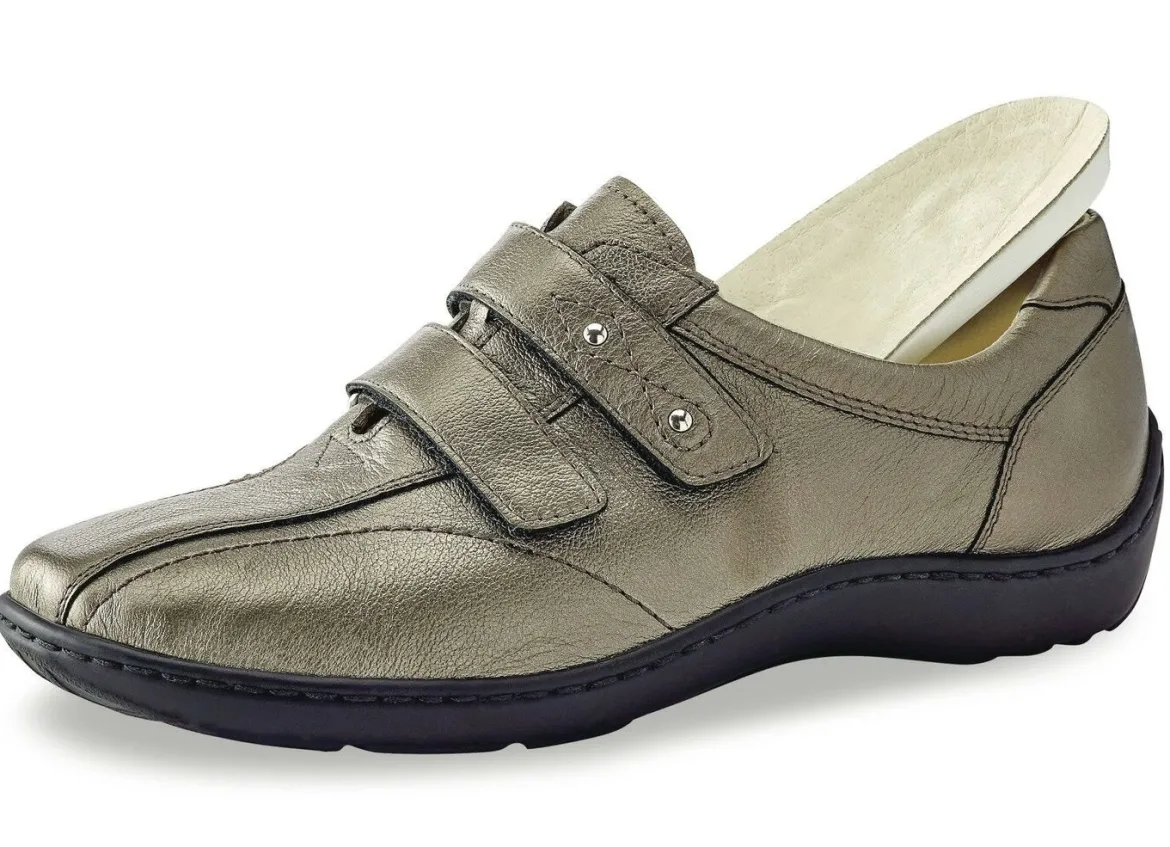 Waldläufer, bequeme Damen-Slipper, Weite H, mit herausnehmbarem Fußbett