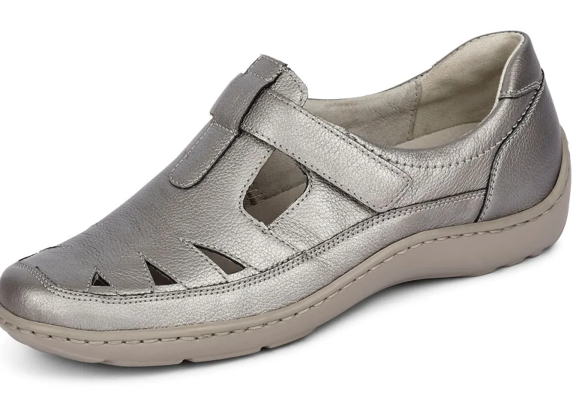 Waldläufer, bequeme Damen-Slipper, Weite H, mit herausnehmbarem Fußbett