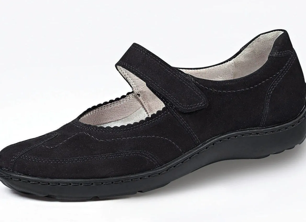 Waldläufer, bequeme Damen-Slipper, Weite H, mit herausnehmbarem Fußbett