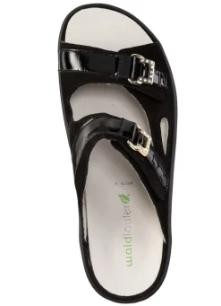 Waldläufer Pantolette mit Metallschmuck mit Glitzersteinchen
