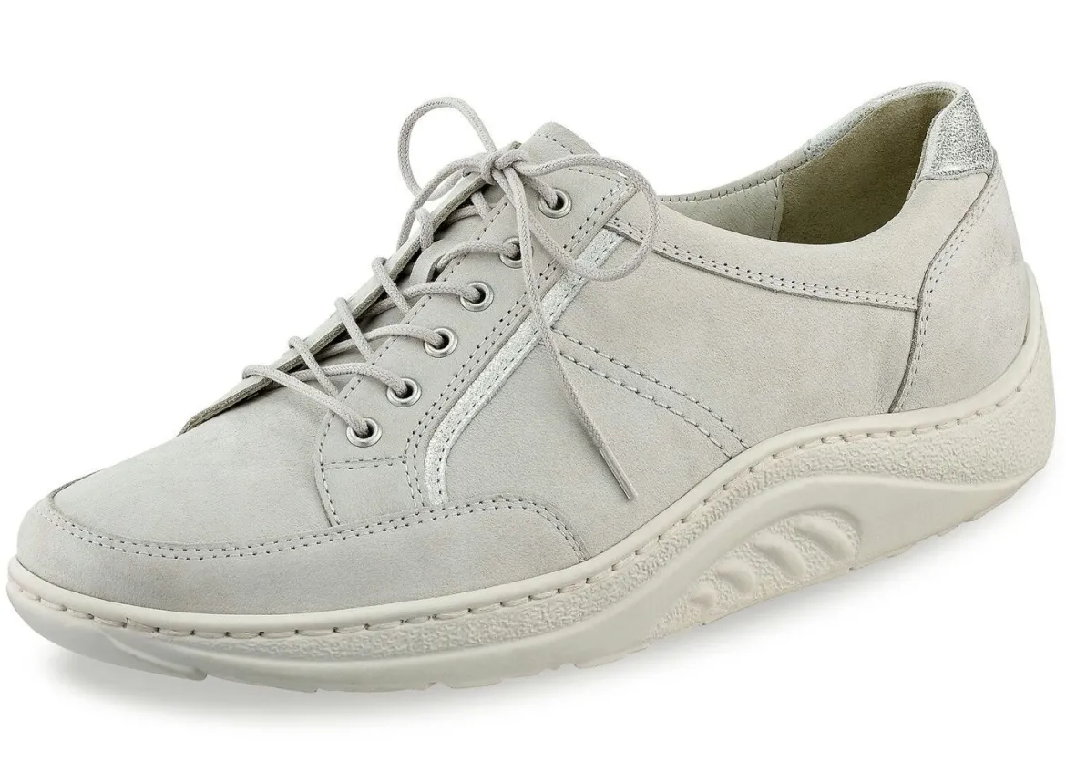 Waldläufer Schnürschuh mit edlen Metallicleder-Einsätzen