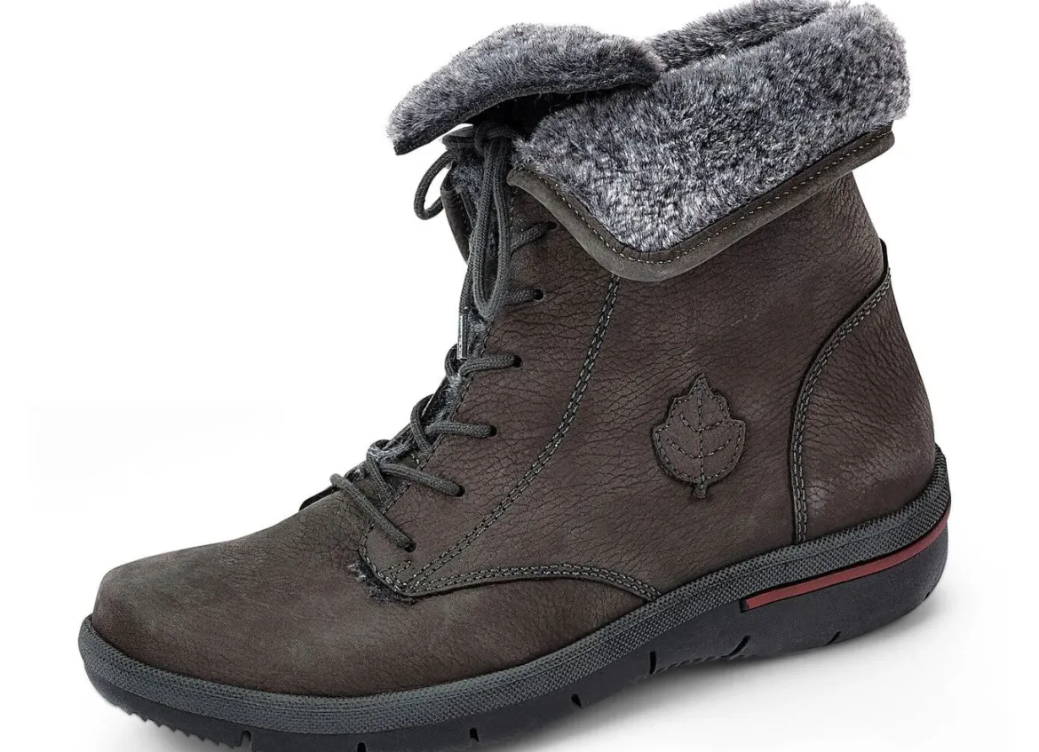 Waldläufer Schnür-Stiefelette mit kuscheligem Webpelzkragen