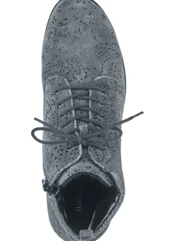 Waldläufer Schnür-Stiefelette mit floraler Prägung
